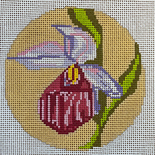 The Gingham Stitchery Amelia Bond Designs Lady Slipper Ornament Needlepoint Canvas