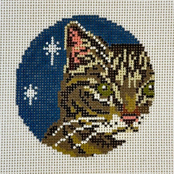 Needle Crossings Brown Tabby Glimpse Ornament Needlepoint Canvas