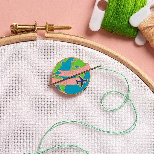 Caterpillar Cross Stitch Adventure Awaits Globe Needle Minder