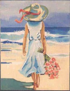 The Meredith Collection Treglown Designs Girl At Beach Needlepoint Canvas