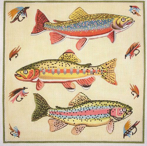 Alice Peterson Co. Three Fishes Needlepoint Canvas
