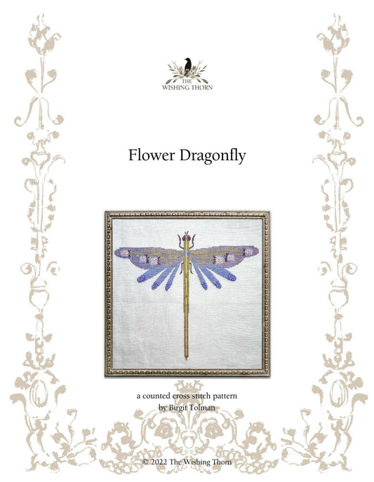 The Wishing Thorn Flower Dragonfly Cross Stitch Pattern