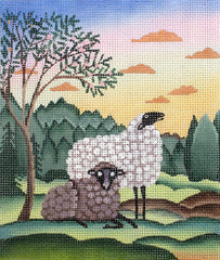 Painted Pony Designs Diane Ulmer Pedersen Two Morning Sheep Needlepoint Canvas