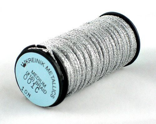 Kreinik Medium Braid #16 - 001C Silver Cord