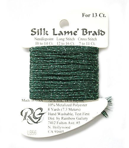 Rainbow Gallery Silk Lame Braid 13 - 056 Forest Green