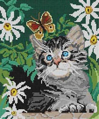 The Meredith Collection Treglown Designs Kitten & Butterfly Needlepoint Canvas