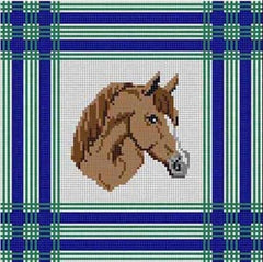 The Meredith Collection Treglown Designs Horse Plaid Needlepoint Canvas