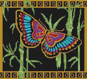 The Meredith Collection Treglown Designs Oriental Butterfly Needlepoint Canvas - 14M