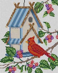 The Meredith Collection Treglown Designs Berry Birdhouse Needlepoint Canvas