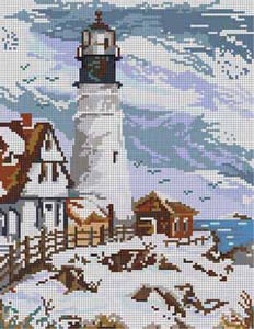 The Meredith Collection Treglown Designs Winter Lighthouse Needlepoint Canvas