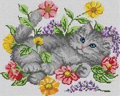 The Meredith Collection Treglown Designs Kitten & Flowers Needlepoint Canvas
