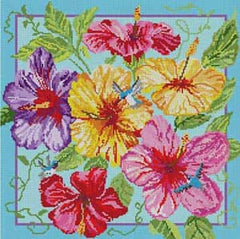 The Meredith Collection Treglown Designs Hybiscus &Hmmgbrds Needlepoint Canvas