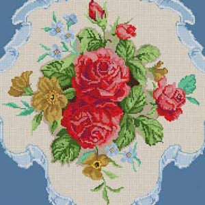 The Meredith Collection Treglown Designs Victorian Rose Bouquet Needlepoint Canvas