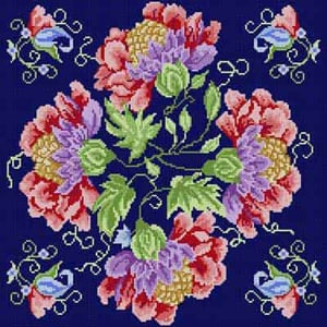 The Meredith Collection Treglown Designs Jacobean Flowers Needlepoint Canvas