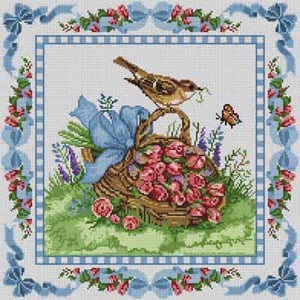 The Meredith Collection Treglown Designs Bird Basket Needlepoint Canvas