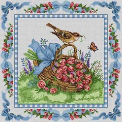 The Meredith Collection Treglown Designs Bird Basket Needlepoint Canvas