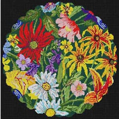 The Meredith Collection Treglown Designs Round Floral Needlepoint Canvas