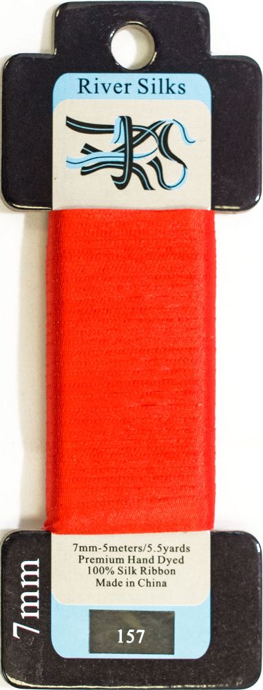 River Silks Ribbon 7mm - 157 Flame Scarlet