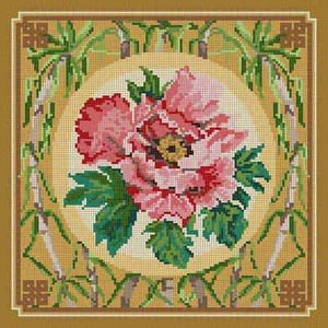 The Meredith Collection Treglown Designs Bamboo Peony Needlepoint Canvas
