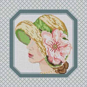 The Meredith Collection Treglown Designs Straw Hat Lady Needlepoint Canvas