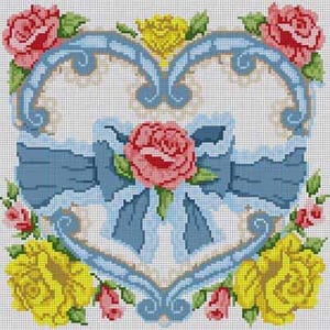 The Meredith Collection Treglown Designs Rose Heart Needlepoint Canvas