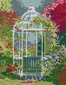The Meredith Collection Treglown Designs Gazebo with Red Tree Needlepoint Canvas