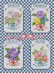 The Meredith Collection Treglown Designs Four Flowers Needlepoint Canvas