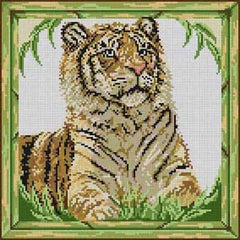 The Meredith Collection Treglown Designs Tiger in Green Frame Needlepoint Canvas