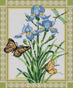 The Meredith Collection Treglown Designs Iris with Butterflies Needlepoint Canvas