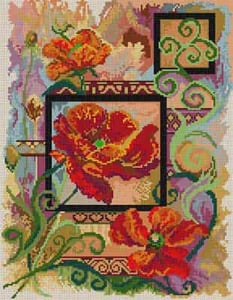 The Meredith Collection Treglown Designs Abstract Poppies Needlepoint Canvas