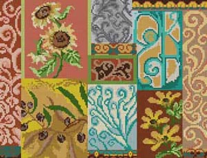 The Meredith Collection Treglown Designs Sunflower Abstract Needlepoint Canvas