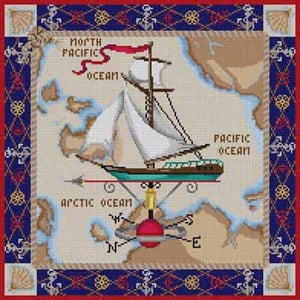 The Meredith Collection Treglown Designs Maritime Travel Needlepoint Canvas