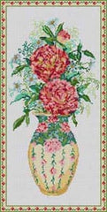 The Meredith Collection Treglown Designs Peonies & Daisy Vase Needlepoint Canvas