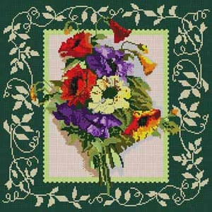 The Meredith Collection Treglown Designs Victorian Poppies Needlepoint Canvas