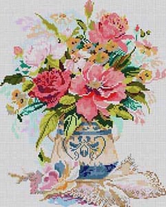 The Meredith Collection Treglown Designs Floral Vase Needlepoint Canvas