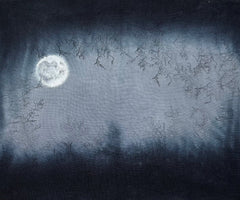Finishing: 32 ct Hand Painted Linen Cross Stitch Fabric by Fiberlicious - Haunted Night
