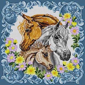 The Meredith Collection Treglown Designs Three Horses Needlepoint Canvas
