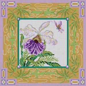 The Meredith Collection Treglown Designs Oriental Orchid Needlepoint Canvas