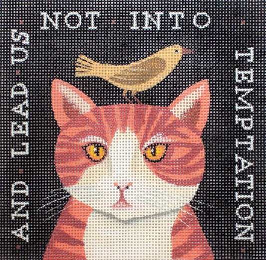 Painted Pony Designs Lead Us Not Cat Needlepoint Canvas