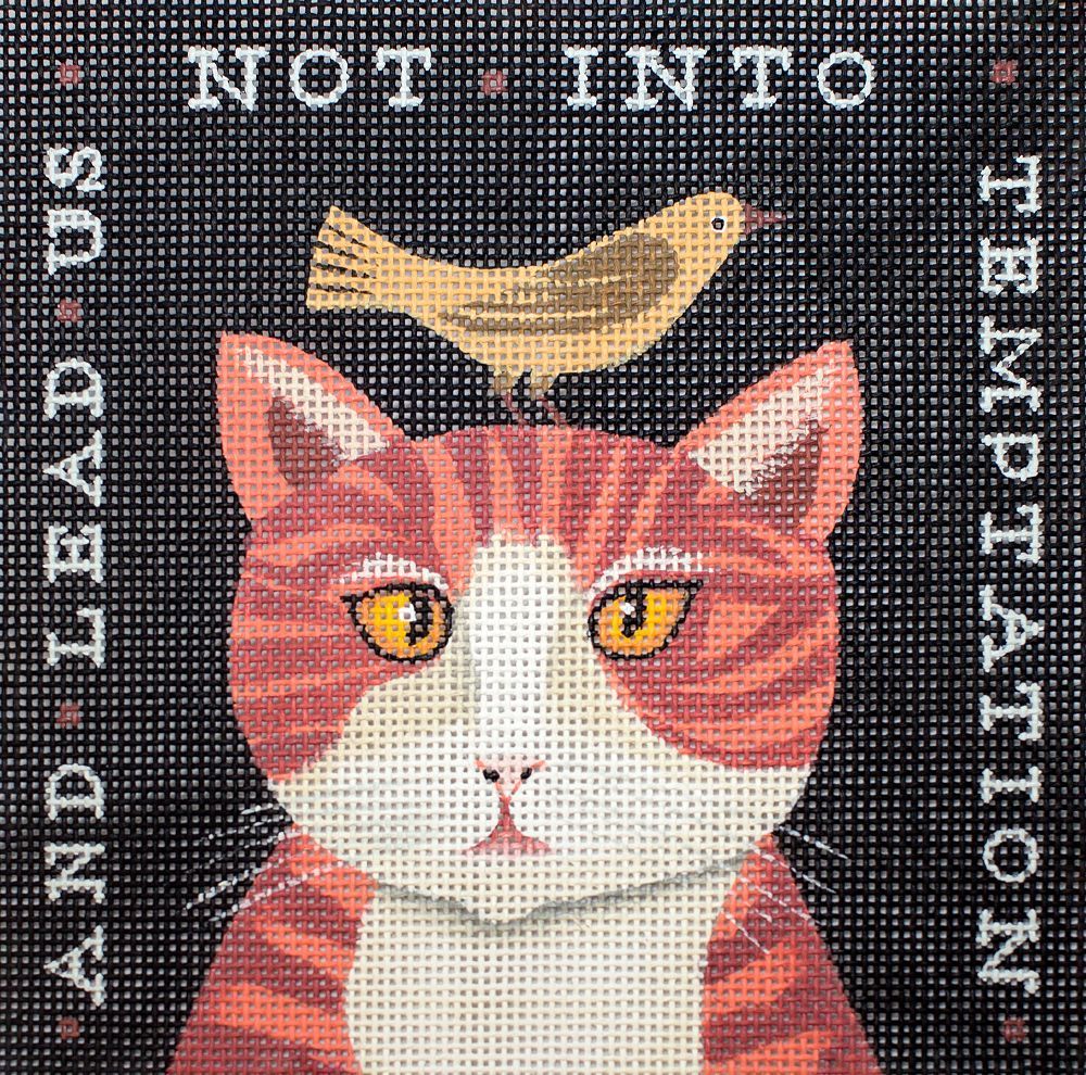 Painted Pony Designs Lead Us Not Cat 13m Needlepoint Canvas