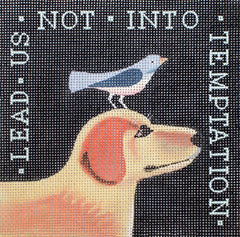 Painted Pony Designs Lead Us Not Dog Needlepoint Canvas