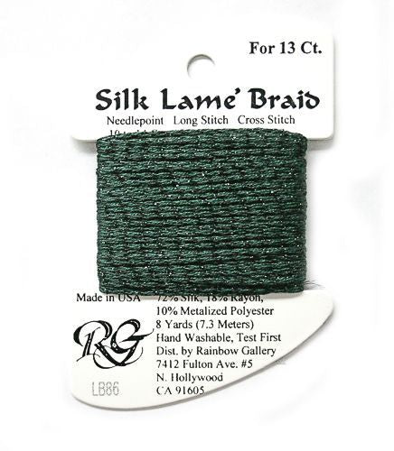 Rainbow Gallery Silk Lame Braid 13 - 086 Deep Forest Green