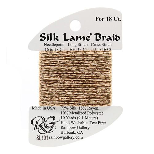 Rainbow Gallery Silk Lame Braid 18 - 101 Honey Bronze