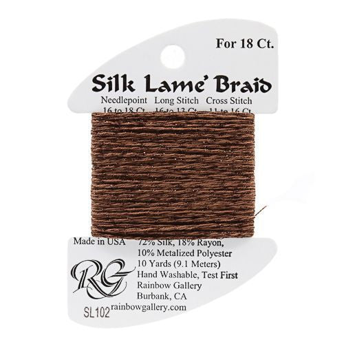 Rainbow Gallery Silk Lame Braid 18 - 102 Warm Brown