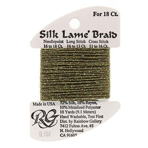 Rainbow Gallery Silk Lame Braid 18 - 103 Olive