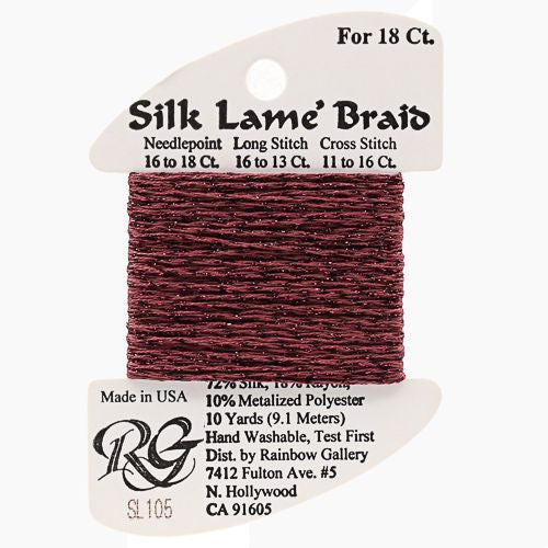 Rainbow Gallery Silk Lame Braid 18 - 105 Wine