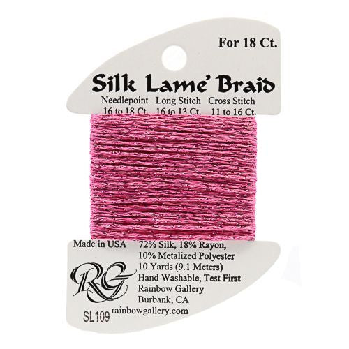 Rainbow Gallery Silk Lame Braid 18 - 109 Medium Raspberry