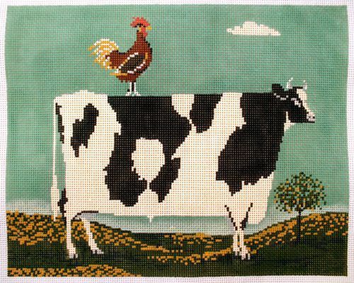 Cooper Oaks Design Cock & Bull Needlepoint Canvas