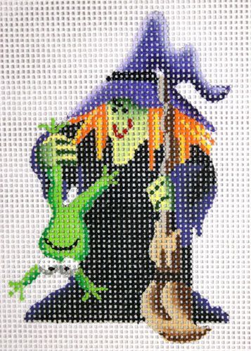 Rebecca Wood Designs Witch and Frog Needlepoint Canvas