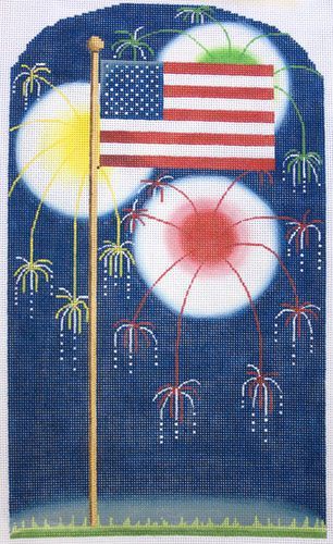 Rebecca Wood Designs Flag & Fireworks Needlepoint Canvas